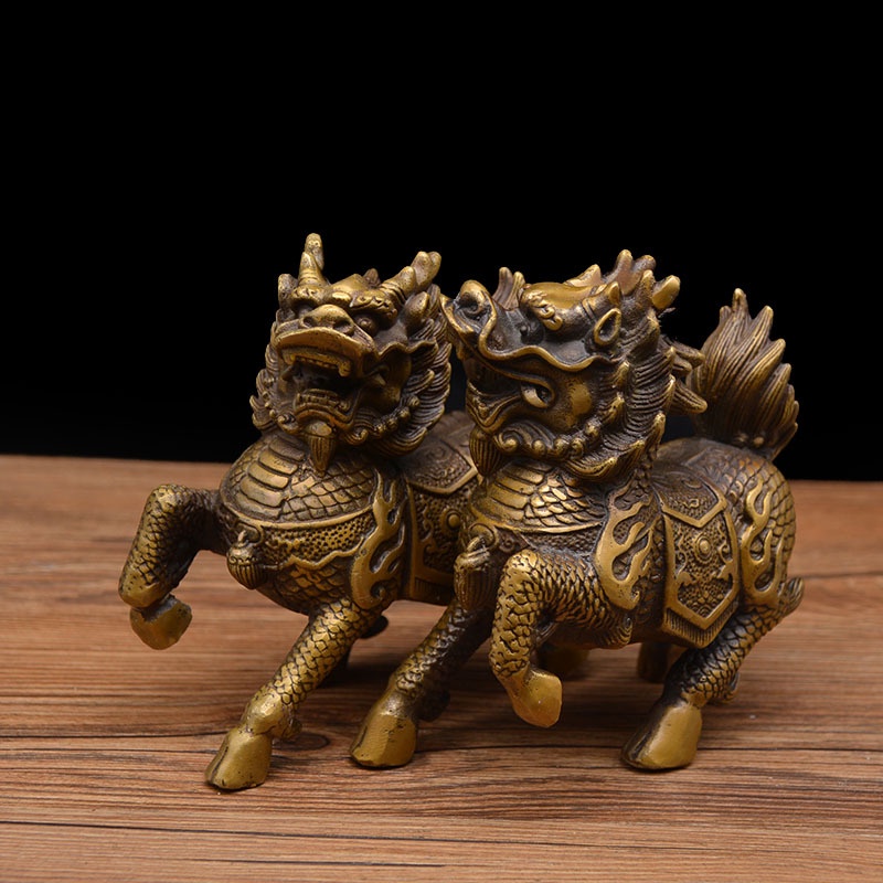 Cặp Kỳ Lân Chiêu Tài Lộc, Hút Vượng Khí Bằng Đồng Đúc Nguyên Khối (01 Cặp 02 Con, 1800 GRAM)