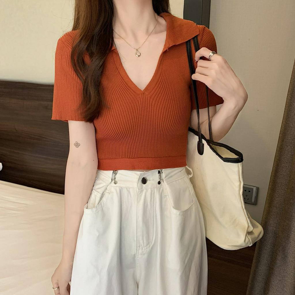 Áo thun ngắn tay cổ tròn thời trang Hàn Quốc dành cho nữ