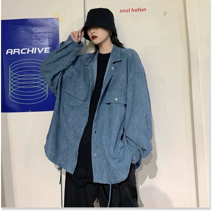 ÁO KHOÁC KAKI NHUNG FORM RỘNG PHONG CÁCH HÀN SIÊU ĐẸP CHO GIỚI TRẺ