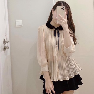 Áo voan cổ bèo xếp ly dành cho nữ