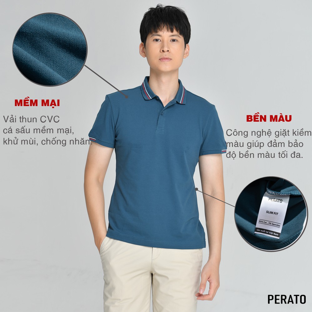 Áo Polo Nam PERATO (3 màu) Premium Phối Viền, Chất Liệu Thun Co Giãn Thoải Mái, Thấm Hút Mồ Hôi (APCP21002-03) | BigBuy360 - bigbuy360.vn