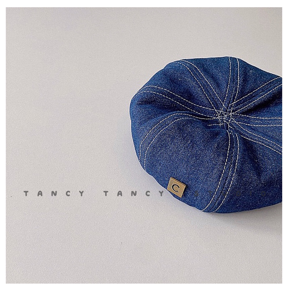 Mũ Beret Denim Thời Trang Cho Trẻ Em 3-8 Tuổi
