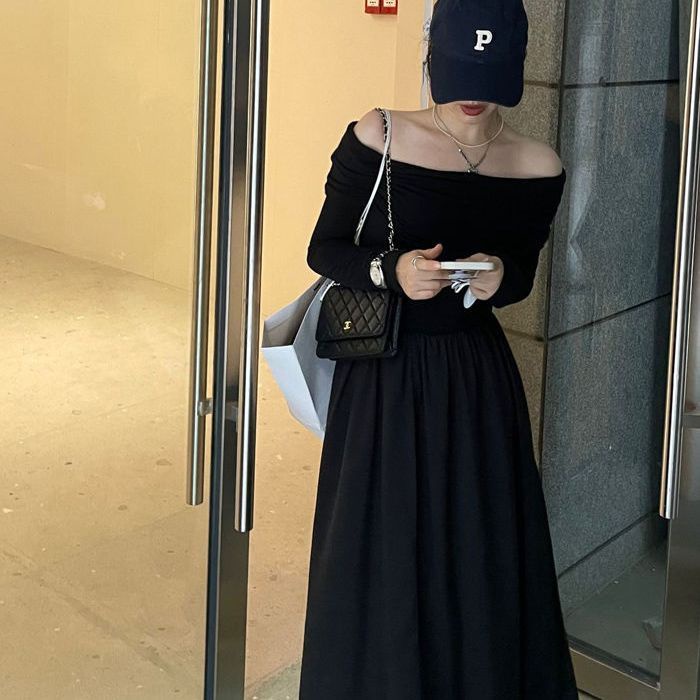 Đầm COZOKC dài tay trễ vai thiết kế mỏng quyến rũ thời trang