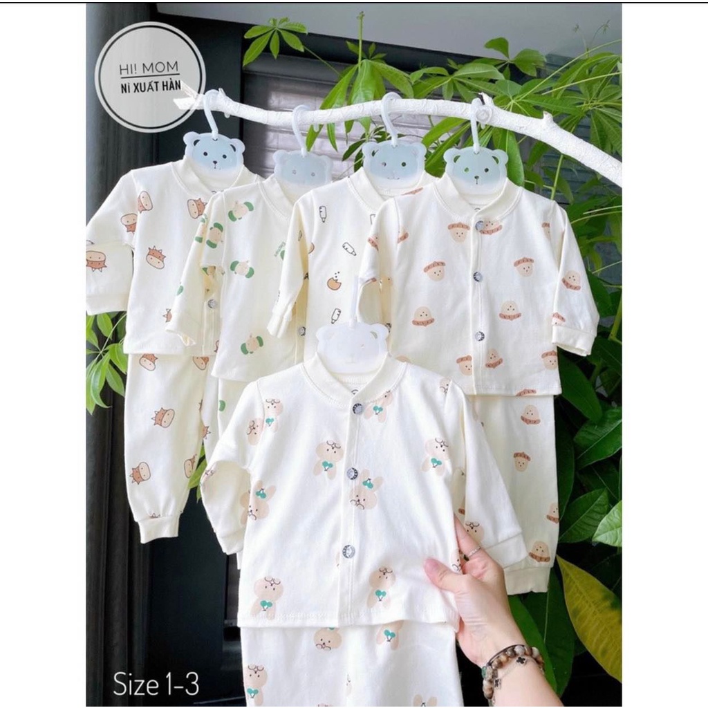 Bộ Nỉ Mỏng Dài Tay Cúc Thẳng Thu Đông Cho Bé Trai Bé Gái Vải Nỉ Xuất Hàn Cao Cấp Thương Hiệu Himom