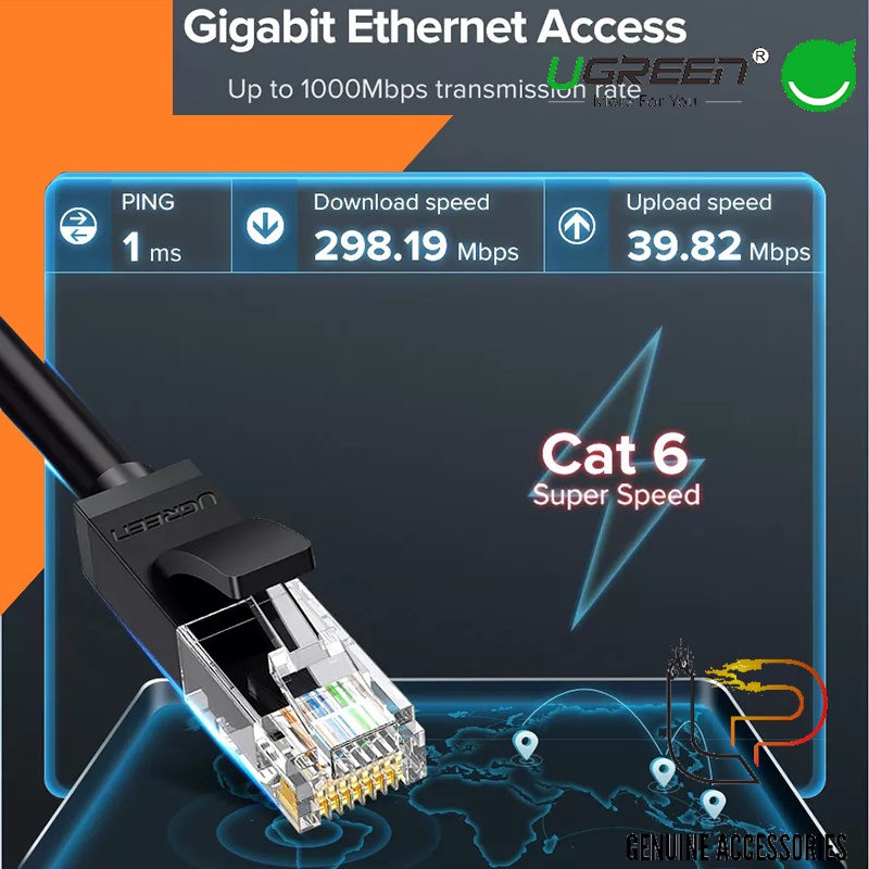 Cáp mạng Cat6 Utp bấm sẵn 2 đầu Nw102 Black Ugreen dài 1M - 2M - 3M - 5M - 8M
