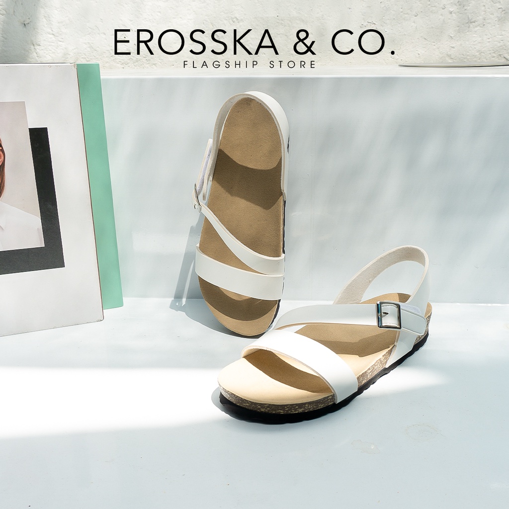 Erosska - Giày sandal đế trấu quai chéo kiểu dáng trẻ trung màu đen - DT005