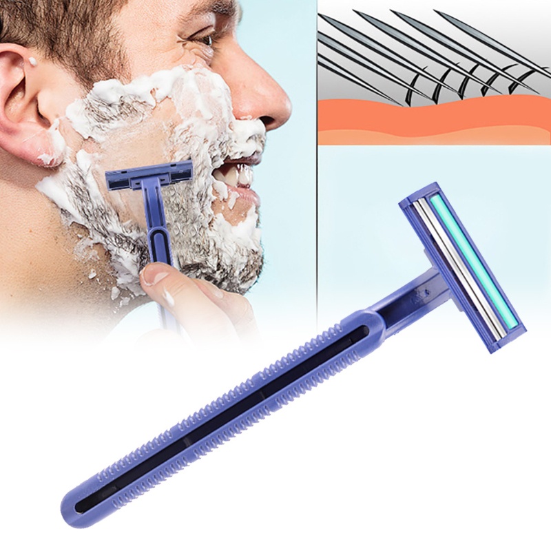 Set 10 Lưỡi Dao Cạo Râu Hai Đầu Bằng Thép Không Gỉ Sử Dụng Một Lần