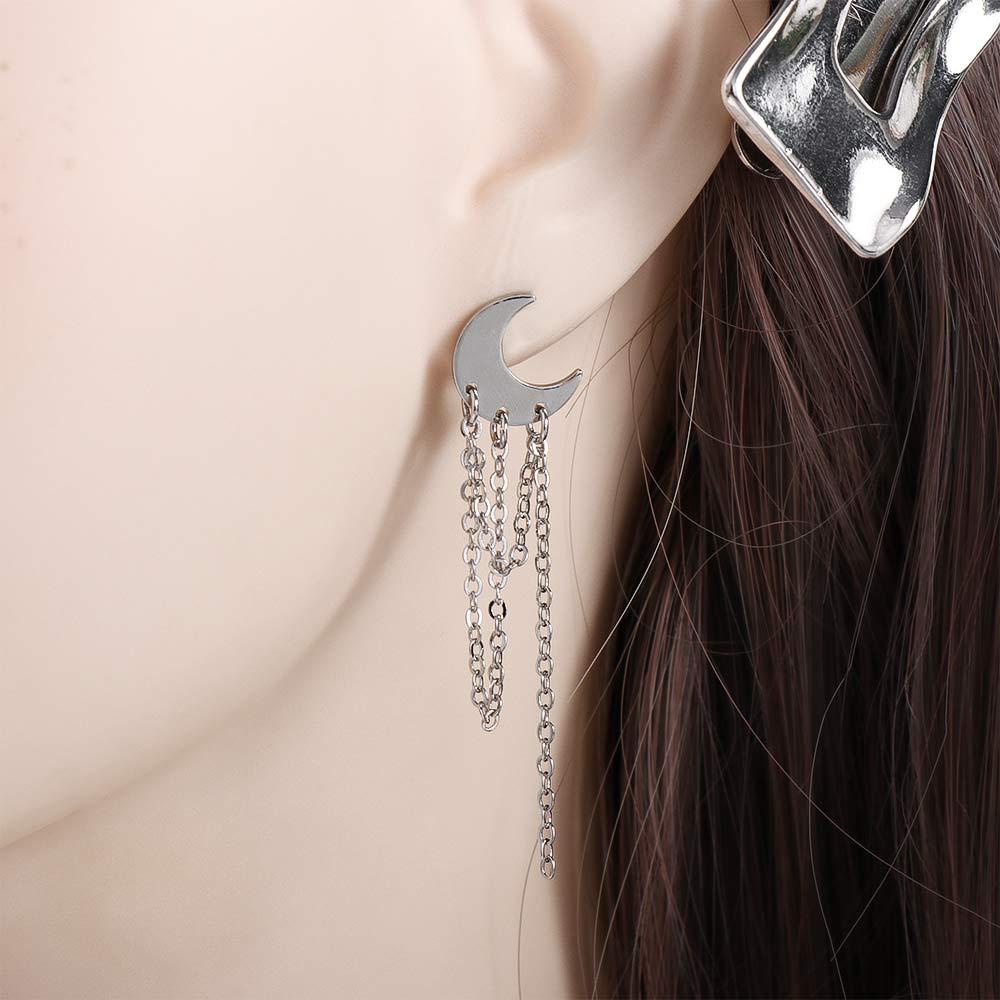 Bông Tai Tua Rua Hình Mặt Trăng Ngôi Sao Bằng Đồng VANES1 Cho Nữ