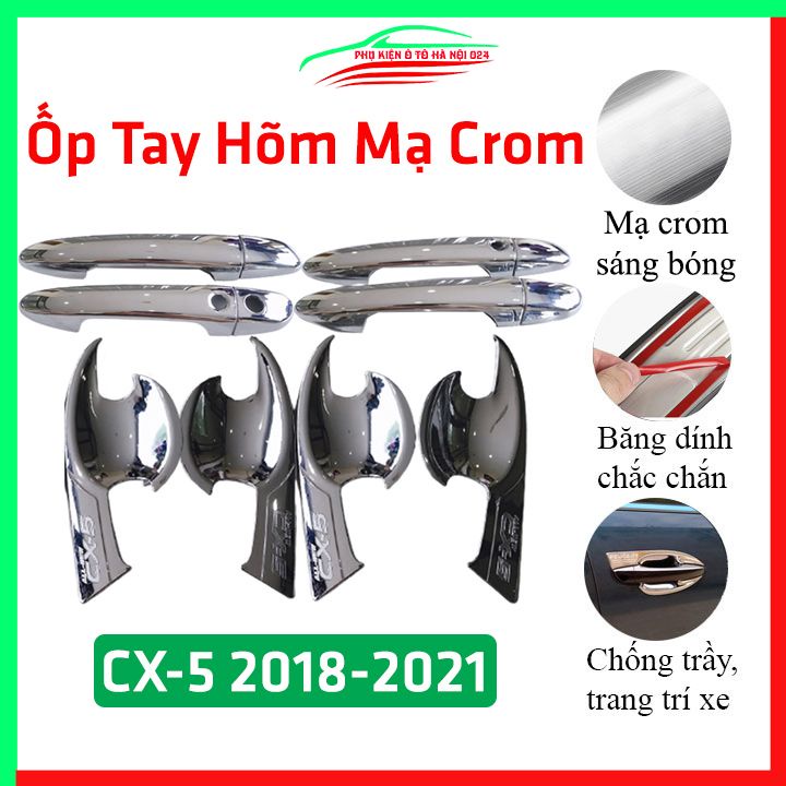 Ốp tay hõm mạ crom Mazda CX5 CX-5 2018-2021 sáng bóng chống trầy bảo vệ cửa xe ô tô