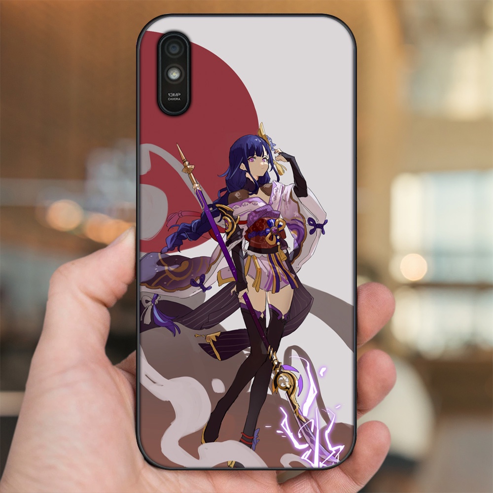 Ốp lưng Xiaomi Redmi 9A viền đen in hình Raiden Shogun Genshin Impact