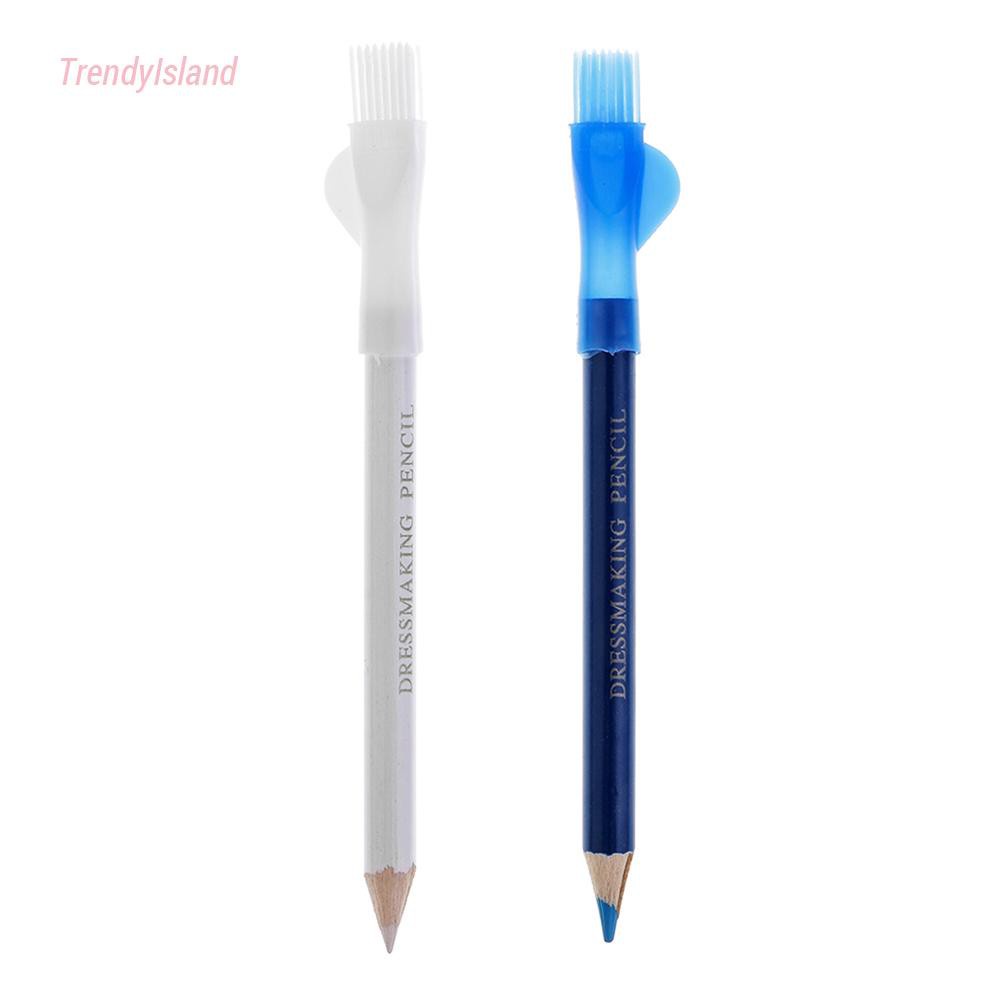 2pcs Water Tailor Chalk with Brush Fabric Pencil Marker Pen Garment Clothes DIY Sewing Accessories
