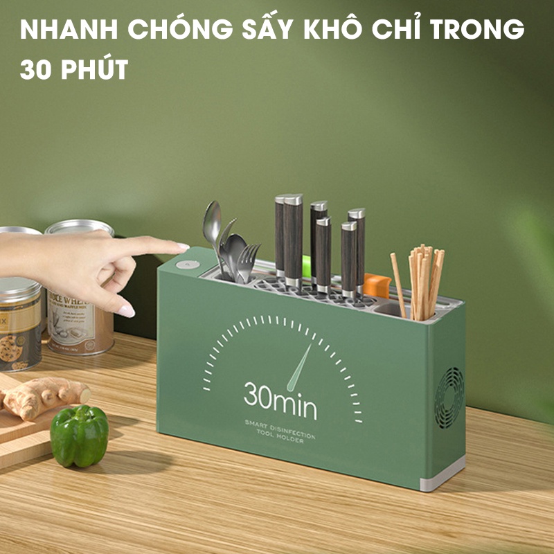 Máy sấy tiệt trùng và khử trùng dao thớt, đũa thìa VKIT MS01 tặng kèm 2 cái thớt