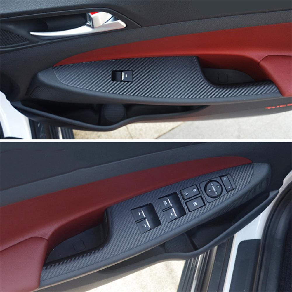 Set 4 Miếng Dán Sợi Carbon Trang Trí Bảng Điều Khiển Nâng Cửa Sổ Xe Hơi Cho Hyundai Tucson 2015-2018 S3Y9