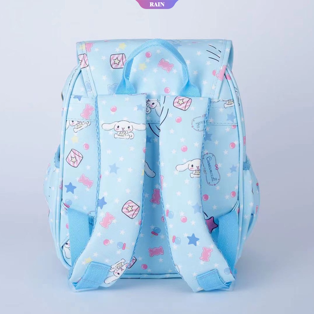 Ba Lô Da PU Nắp Lật Khóa Kéo Siêu Nhẹ Chống Thấm Nước Họa Tiết Cinnamoroll Kuromi My Melody Hoạt Hình Sanrio Cho Bé Gái [RAIN]