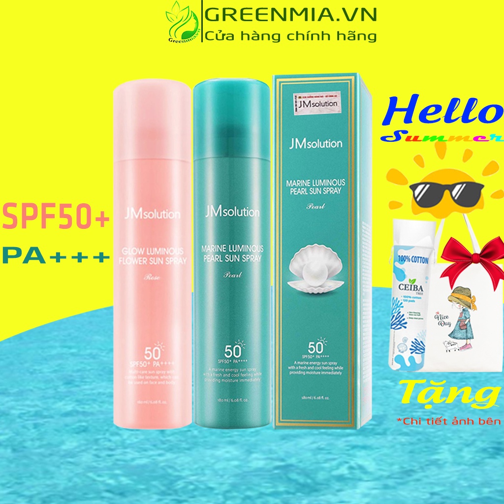 Xịt Chống Nắng JMSOLUTION Ngọc Trai Hoa Hồng SPF50+ PA++++ JM Solution Glow Luminous Flower Sun Spray Nâng Tone Cấp Ẩm