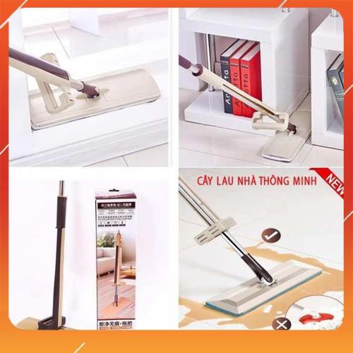 Cây lau nhà ❤️FREESHIP❤️ chổi tự vắt thông minh spinmop 2 bông lau đi kèm.