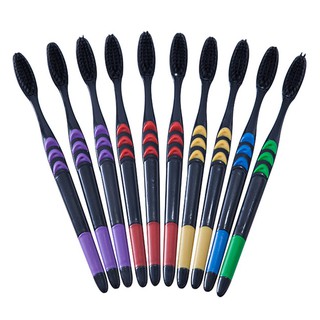 10pcs Toothbrush Set Soft Hair Unisex Bamboo Charcoal Slim Adult