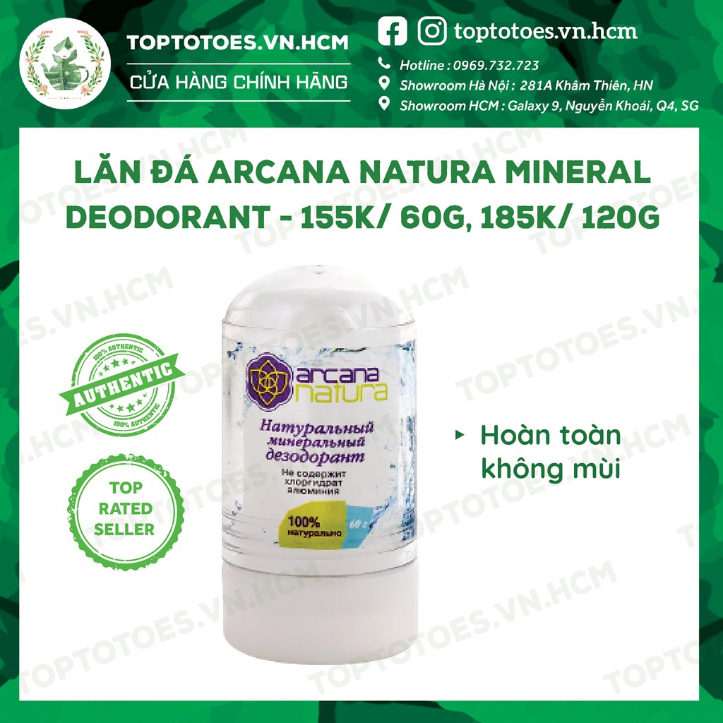 Lăn đá khử mùi vùng dưới cánh tay Arcana Natura 100% thành phần thiên nhiên an toàn cho sức khoẻ