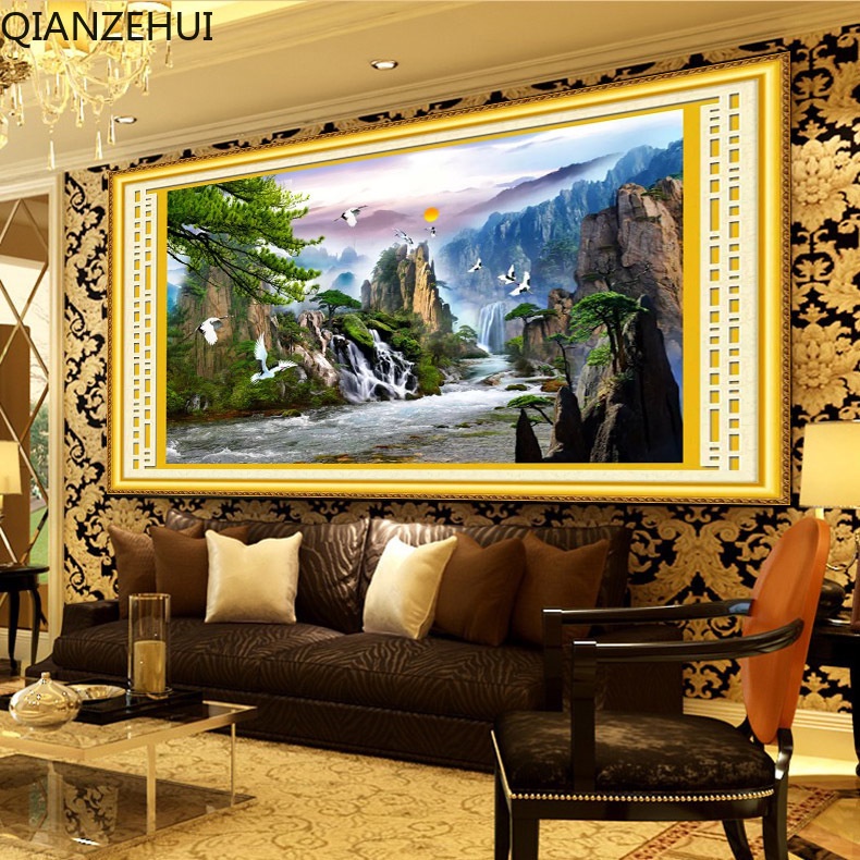 Tranh Thêu Chữ Thập 5d 11ct Tự Làm Hình Phong Cảnh Nước