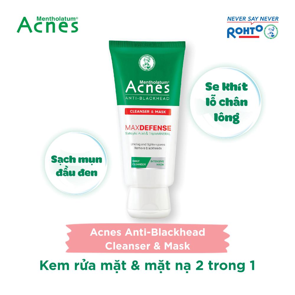 Kem rửa mặt &amp; mặt nạ ngăn ngừa mụn đầu đen Acnes Anti-Blackhead Cleanser &amp; Mask 100g