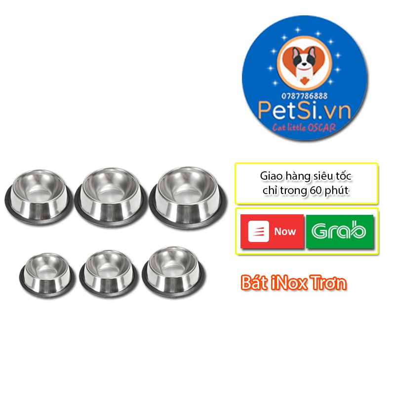 BÁT ĂN INOX CHO THÚ CƯNG CHÓ MÈO In hình bàn chân nổi Đế chống trượt