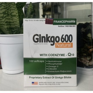 Ginkgo 600 Giúp hoạt huyết dưỡng não, bền thành mạch hộp 100 viên