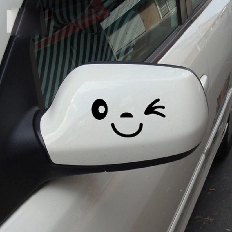 Cặp sticker dán trang trí gương chiếu hậu xe hơi hình mặt cười dễ thương