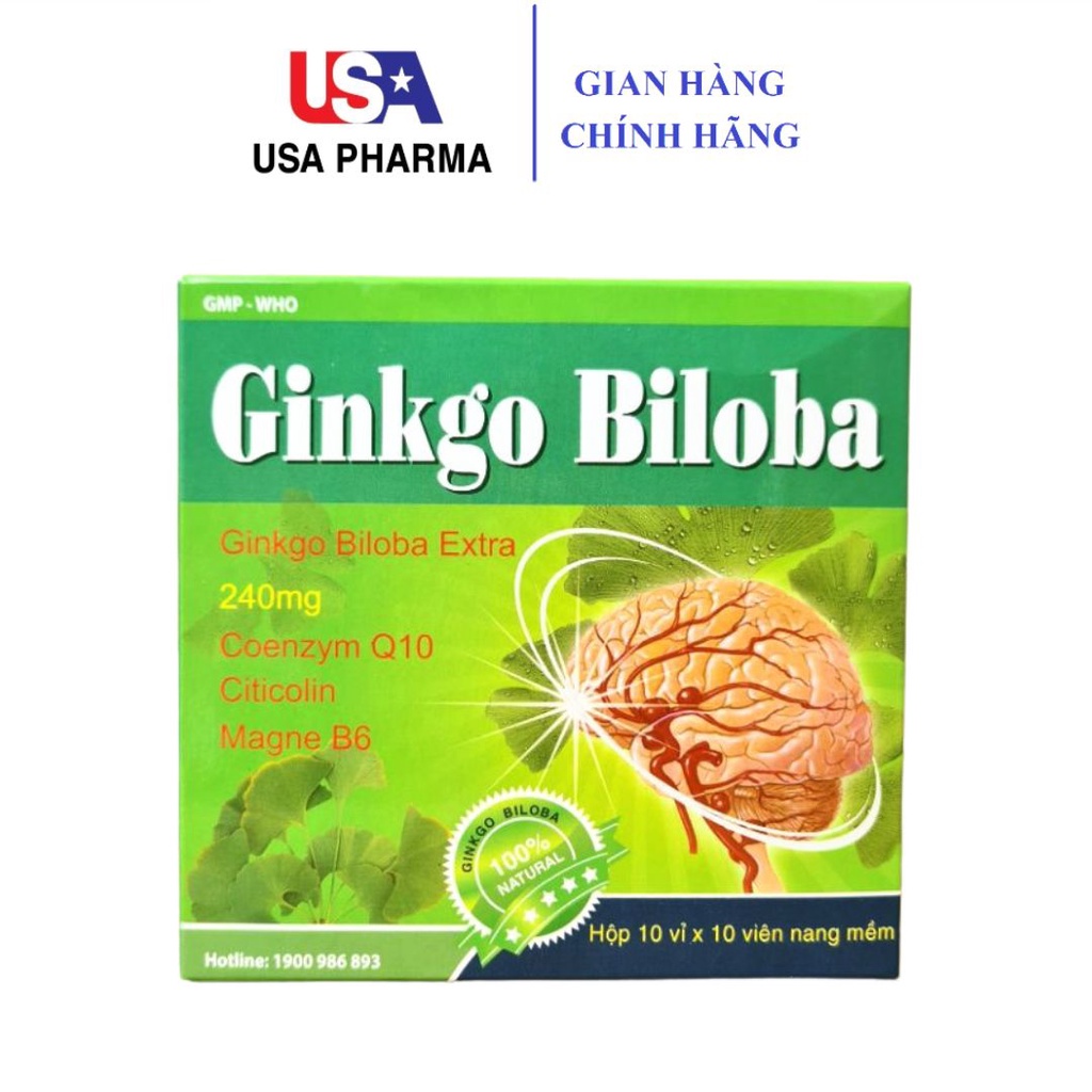 Hoạt huyết dưỡng não Ginkgo Biloba 240mg giúp bổ sung dưỡng chất cho não, tăng cường tuần hoàn máu não - Hộp 100 viên