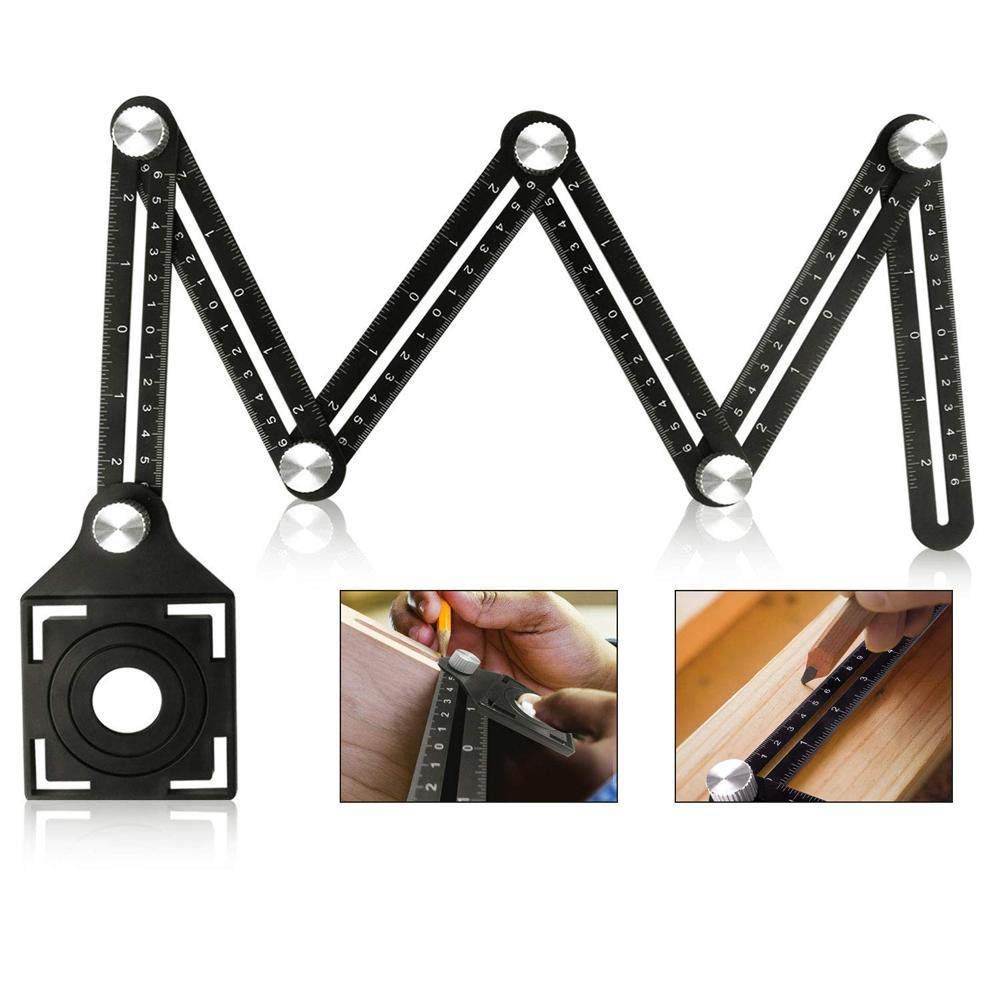 Thước Đo Định Vị Cắt Gạch, Thước Đo Chính Xác Lỗ Khoan - Điều Chỉnh Đa Góc Thước Gập 6 Đoạn TDVCG-6D