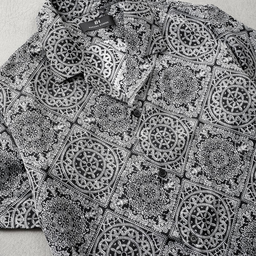 Áo Sơ Mi Nam Hoạ Tiết Vintage Cộc Tay BANANA HOMME Chất Lụa Cao Cấp, thoáng mát, không nhăn 2021