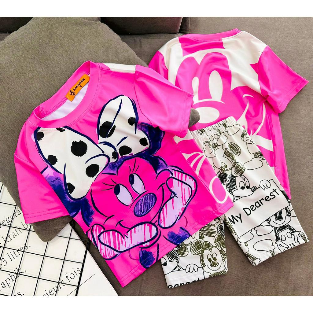 Bộ ngố tay ngắn quần đùi lửng thun lạnh 3D loại 1 AnnKid's siêu đẹp cho bé gái size từ 11 đến 23kg - pikakids