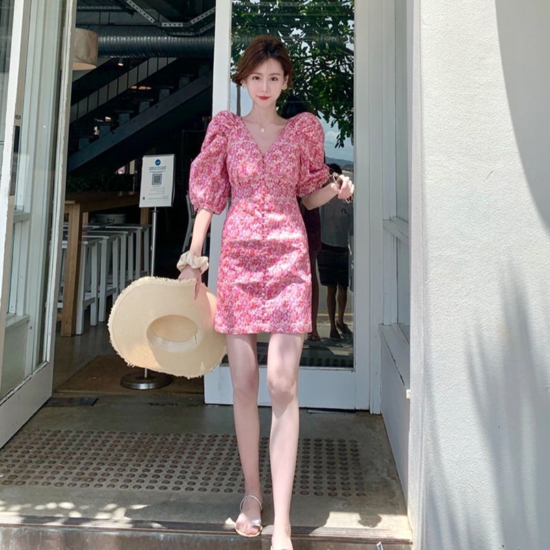 Thailand Sanya photo tourism beach skirt seaside holiday super fairy 2022 new high-end French Floral Dress