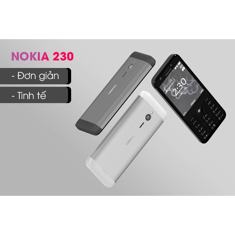 Điện thoại cổ 2 sim Nokia 230 Chính hãng, Camera 2MP, Pin 1200 mAh