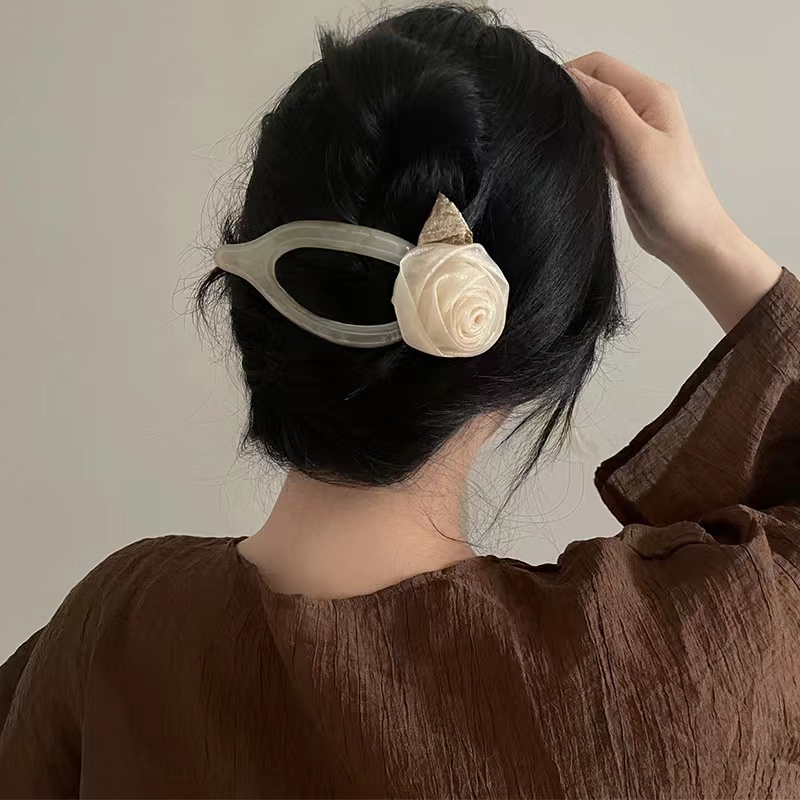 Kẹp Tóc Hình Hoa Trà Phối Lưới Thời Trang Hàn Quốc Cho Nữ