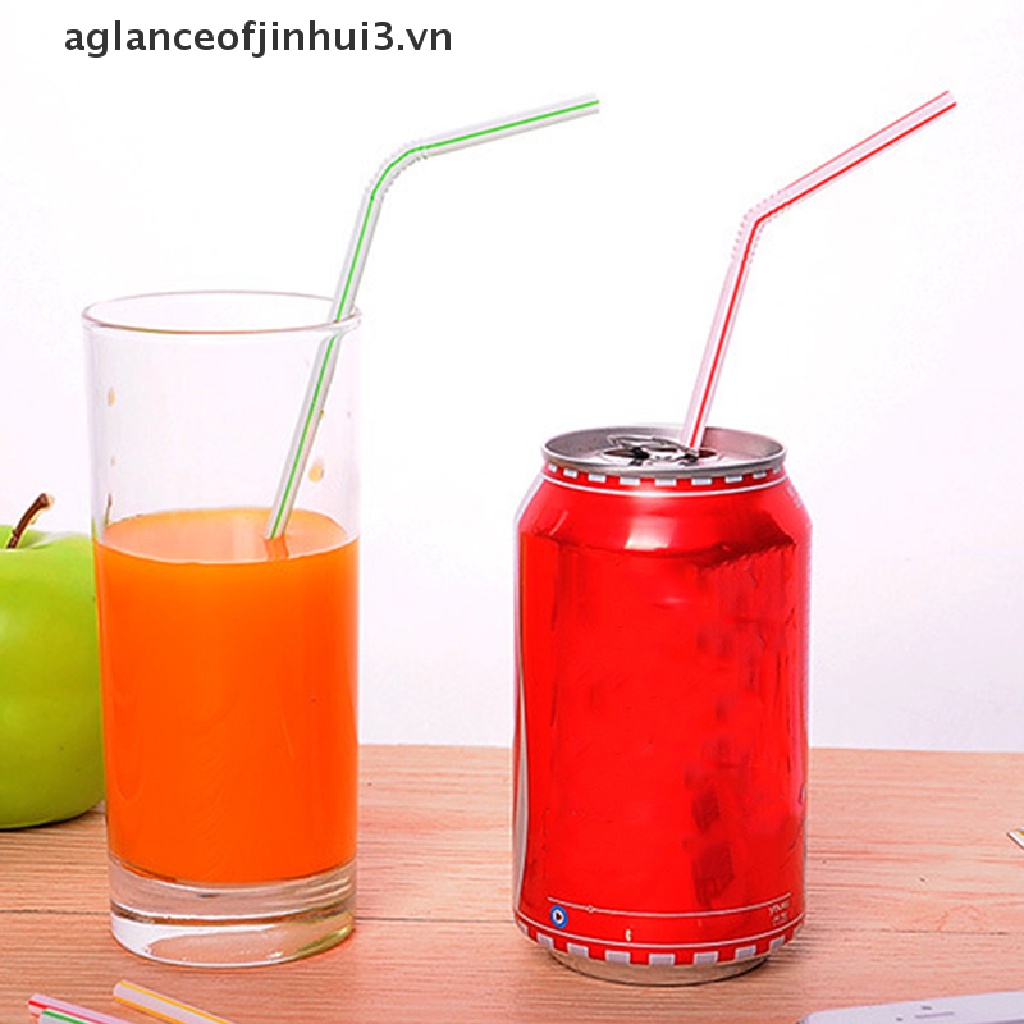 Set 100 Ống Hút Nhựa Nhiều Màu Dùng Một Lần