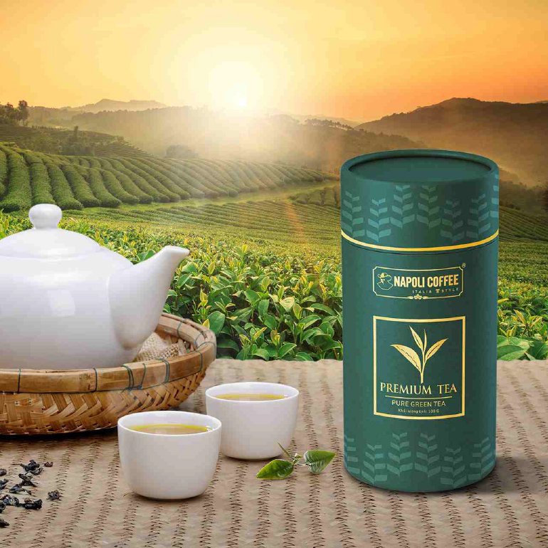 Trà Xanh Cầu Đất Đà Lạt Cao Cấp  Napoli Premium Tea 100g - Định thần, Đậm vị, Hậu ngọt thơm lâu