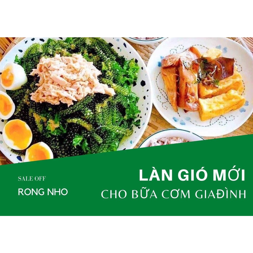 Rong nho biển tách nước gói to 100G, ngâm được 300G rong nho tươi giàu dinh dưỡng-RNB