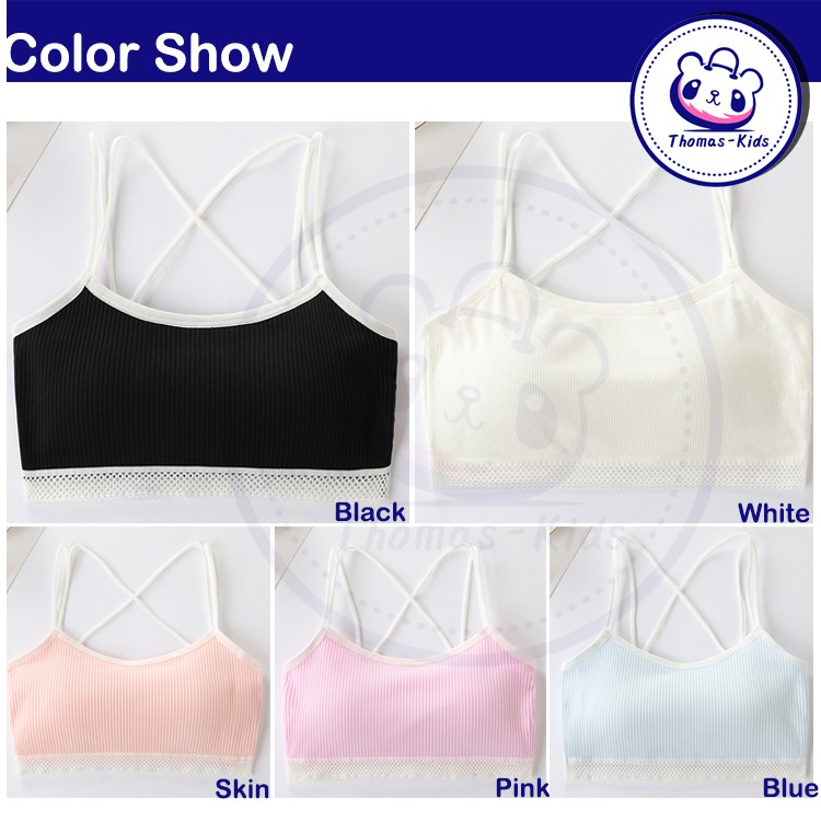 [THOMAS Kdis] Áo Lót Ren Hai Dây Lưng Siêu Thoải Mái Thoáng Khí Cho Nữ Thanh Thiếu Niên 8-16 Tuổi