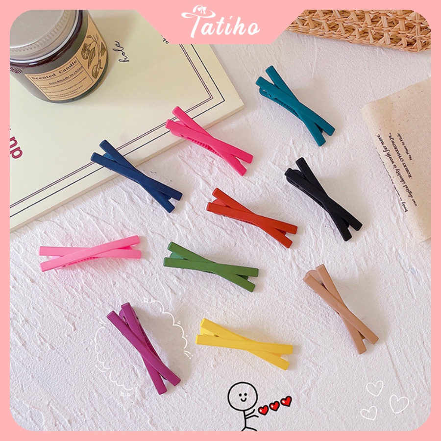 Kẹp Tóc Mái  Chữ X Trơn Nhiều Màu Phong Cách Hàn Quốc - Tatiho - Mã KT011