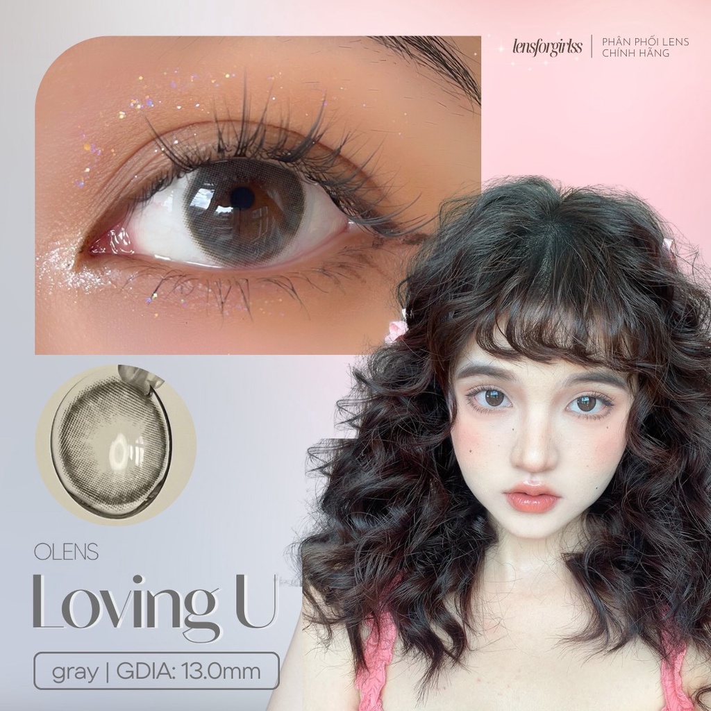 Kính áp tròng xám thuần tự nhiên LOVING U GRAY chính hãng OLENS | Hsd 3-6 tháng | Lens cận