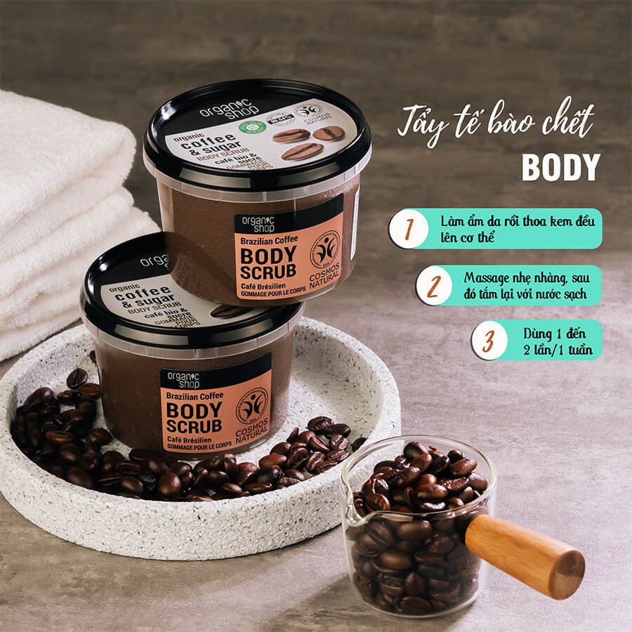 Tẩy Tế Bào Chết Body Organic Shop Hũ 250ml Đủ Mùi + Tuýp 50ml