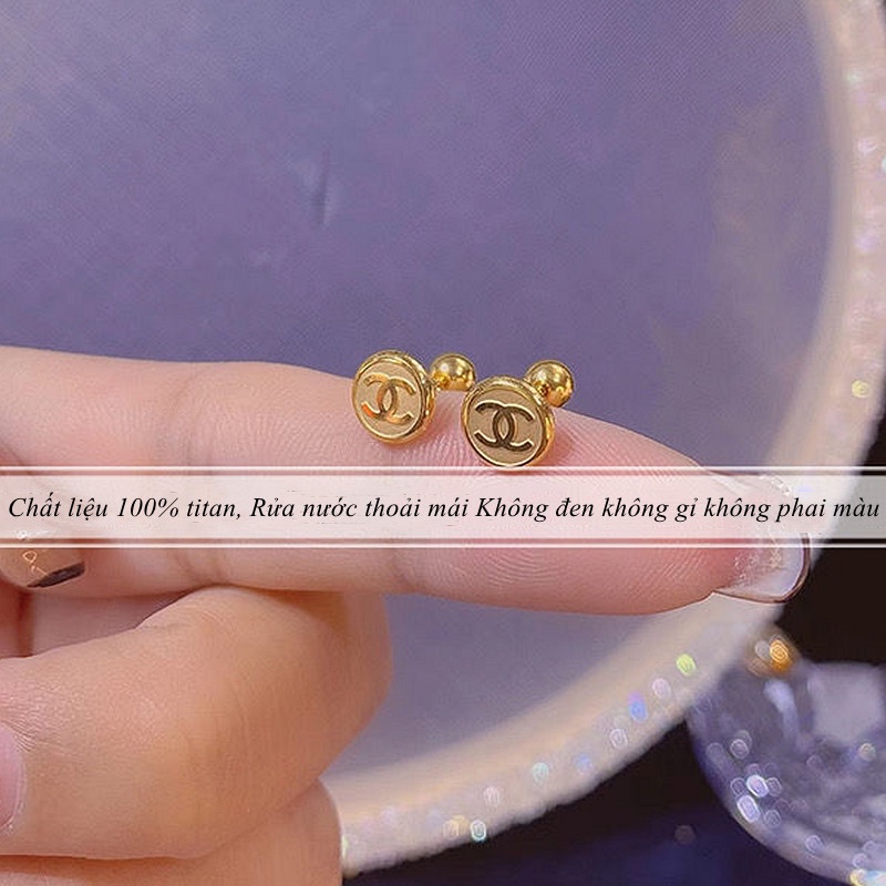 Bông titan nữ không gỉ mạ vàng 18k thiết kế đơn giản thời trang mẫu mới nhất 2023