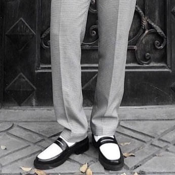 Giày Penny Loafer Black White đế cao su đúc nguyên khối tăng chiều cao MLF-02