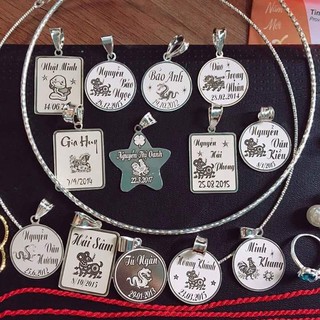 Mặt dây chuyền bạc ta đủ hình khắc tên laze cho bé