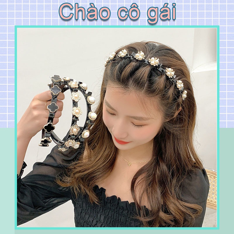 Cài tóc trang trí hoa đính ngọc trai kiểu Hàn Quốc đơn giản hỗ trợ cho bạn gái rửa mặt
