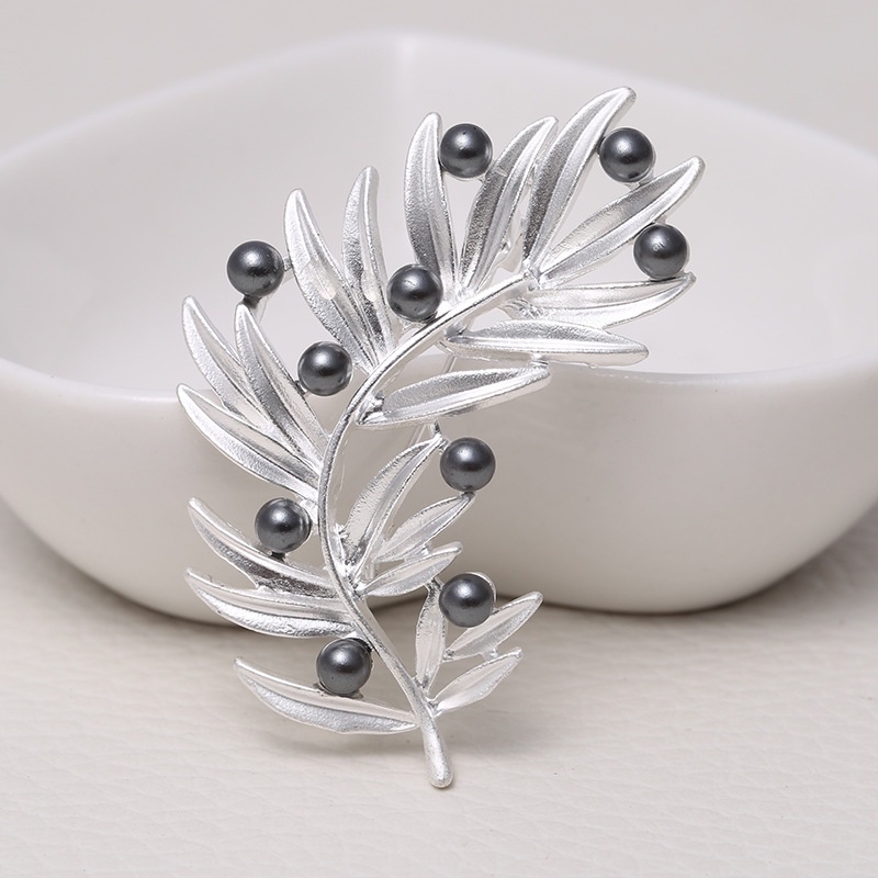 Ghim CàI ÁO HìNh Lá PhốI HạT NgọC Trai ThờI Trang Cho Nữ