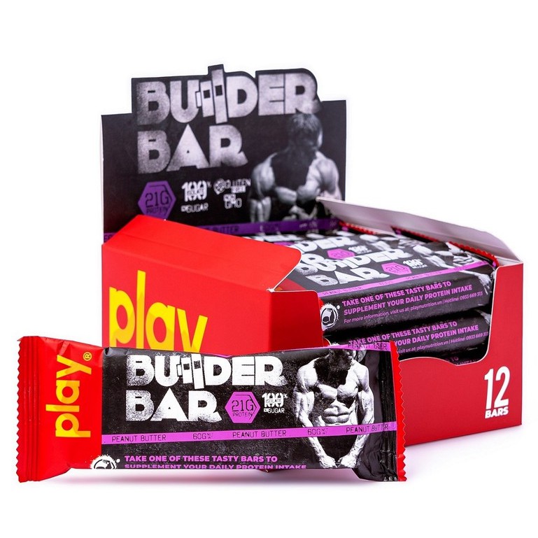 Protein Bar Thanh Bánh Play Builder Bar - Bánh Dinh Dưỡng Tăng Cơ Vị Bơ Đậu Phộng 60Gr SP8.2