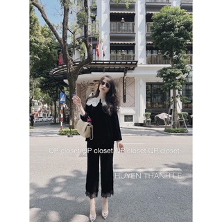Quần nhung xuống gấu ren siêu đẹp