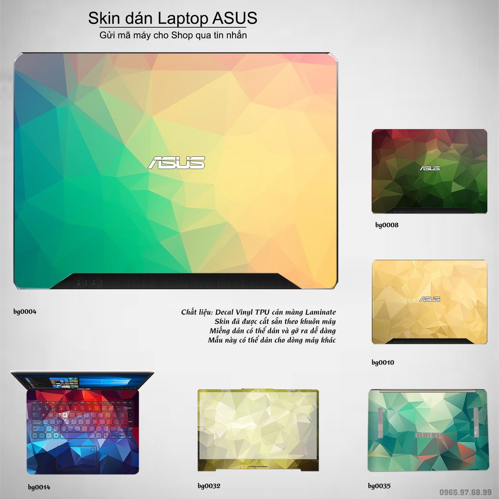 Skin dán Laptop Asus in hình Vân kim cương (inbox mã máy cho Shop)