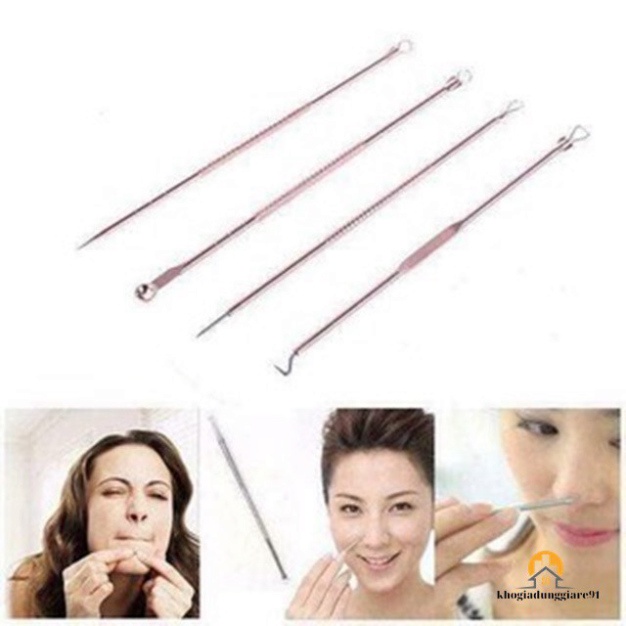 DỤNG CỤ NẶN MỤN VÀ LẤY RÁY TAI 4 CÂY 8 ĐẦU